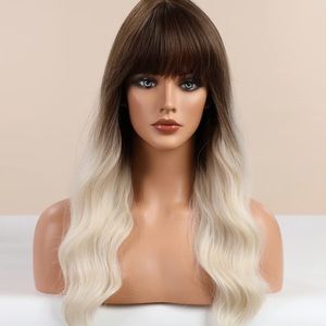 20inch Ashy Silver Bangs Natural Wavy Hair